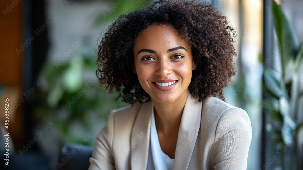 Portrait of African dark skin female business professional at office Portrait of African dark skin female business professional at office