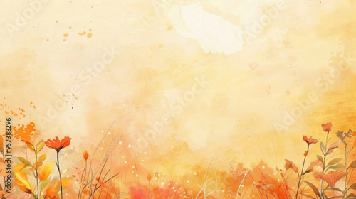 Autumn background. Beautiful yellow leaves. Autumn colors. Watercolor illustration.