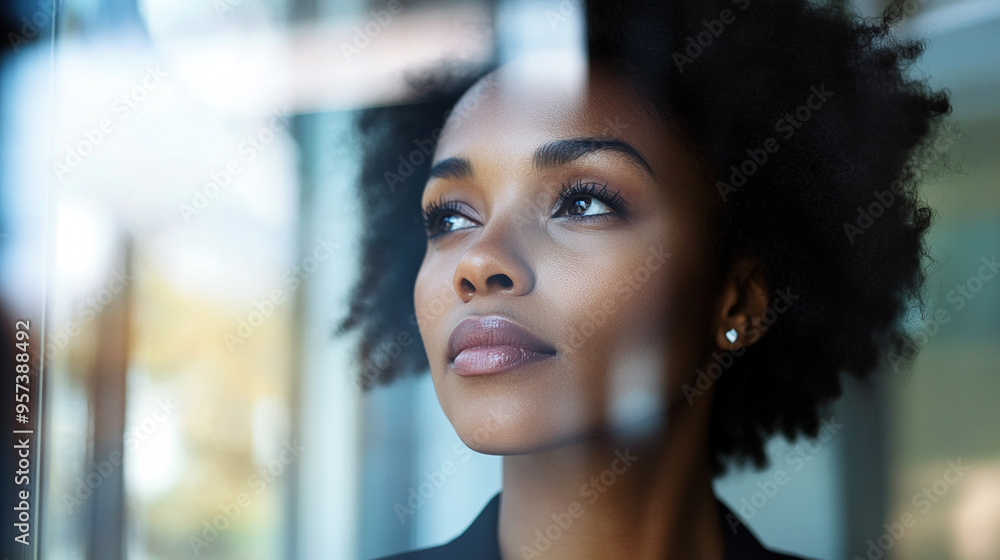 Obraz premium Portrait of African dark skin female business professional at office 
