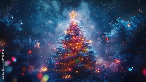Abstract fantasy festive christmas tree background header wallpaper background