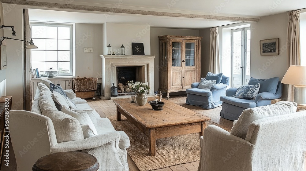 Fototapeta premium country home interior design of modern living room. 