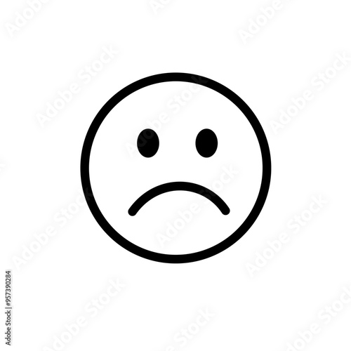 sad face, sadness - emoticon, vector icon