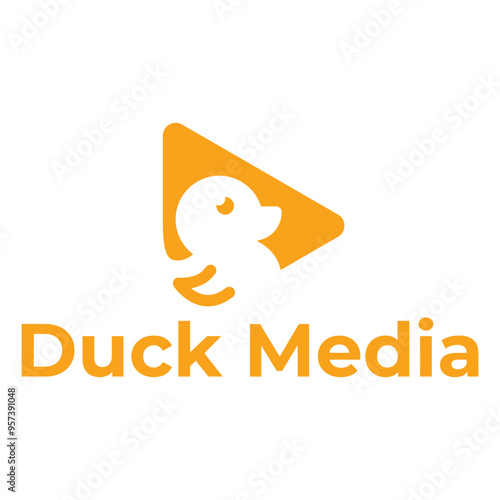 duck media flat minimalist logo design photo