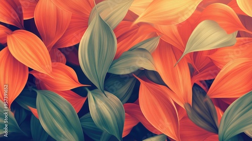 Wallpaper Mural Abstract leaves in gentle breeze  Torontodigital.ca