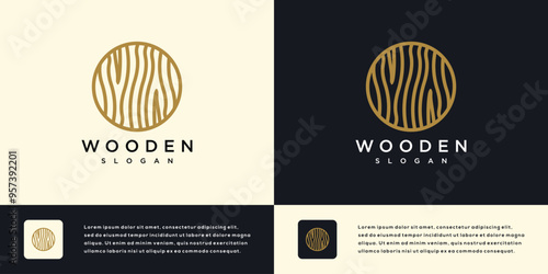 Wood grain texture vector logo design