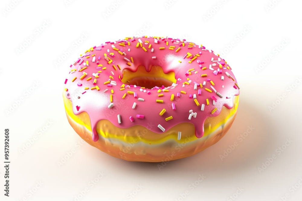 Donut with Pink and Yellow isolated on a White Background Donut with Pink and Yellow isolated on a White Background