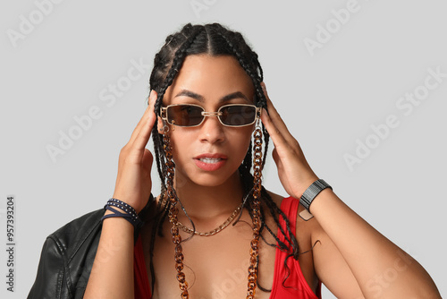 Stylish young woman with br...
