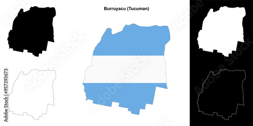 Burruyacu department (Tucuman) outline map set