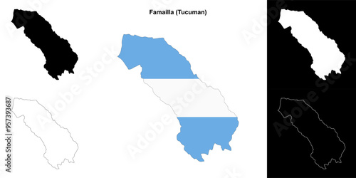 Famailla department (Tucuman) outline map set