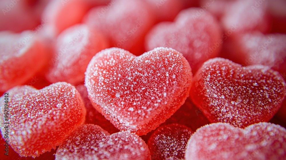 A close-up of a collection of heart-shaped candies with sugar decorations on them, arranged in the shape of a heart A close-up of a collection of heart-shaped candies with sugar decorations on them, arranged in the shape of a heart