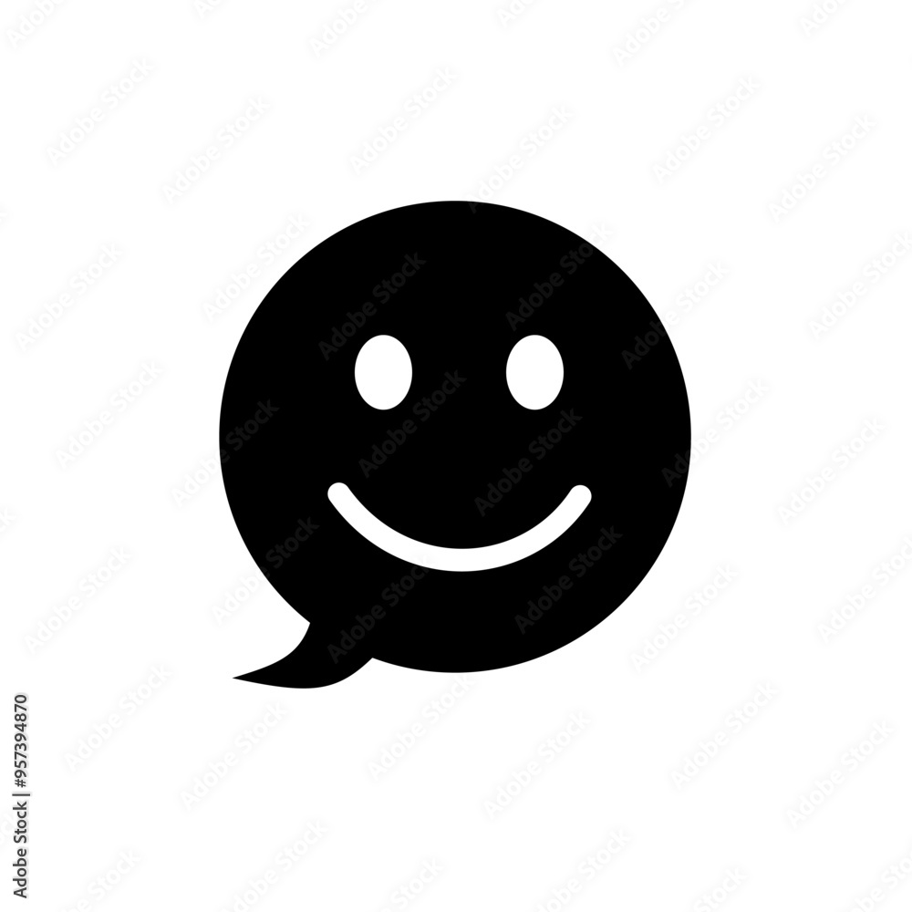 Fototapeta premium chat bubble with smiling face - vector icon