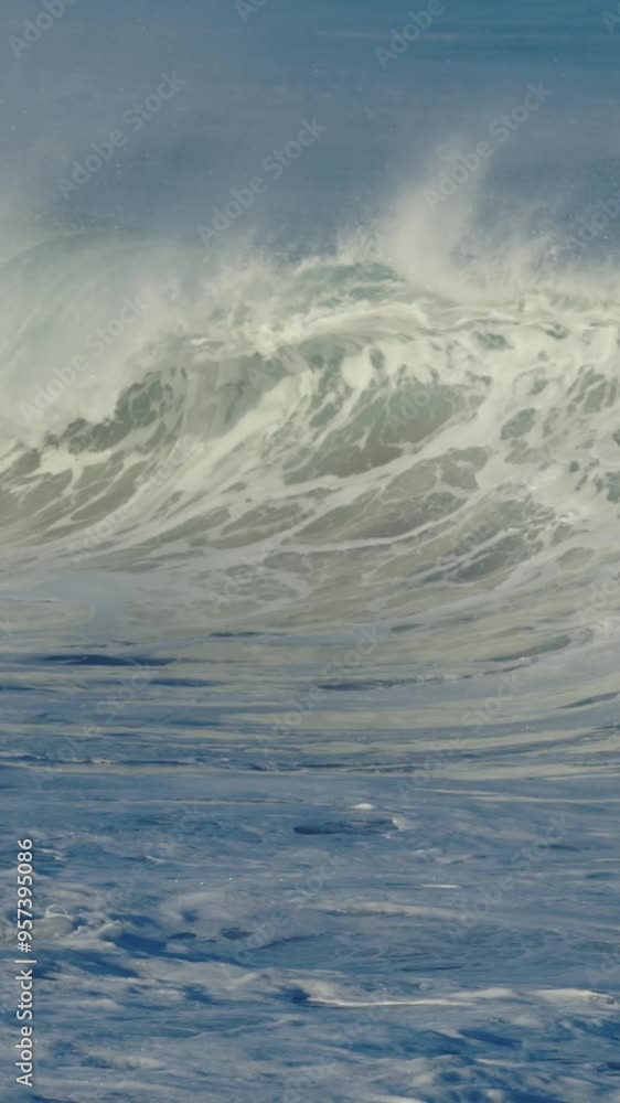 Beautiful slow motion slo mo ocean waves crashing and breaking off the sea shore in Hawaii suggests power, magnificence, spray, freshness, storm. Beautiful slow motion slo mo ocean waves crashing and breaking off the sea shore in Hawaii suggests power, magnificence, spray, freshness, storm.