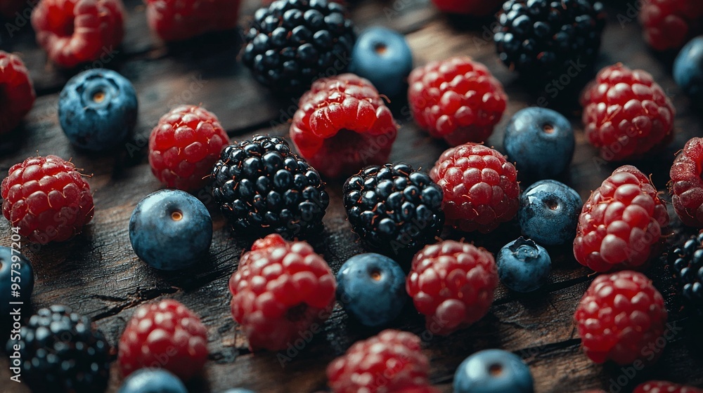 Wooden Surface Arrangement with Blackberries Wooden Surface Arrangement with Blackberries