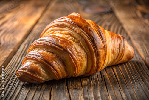 fresh croissant on table