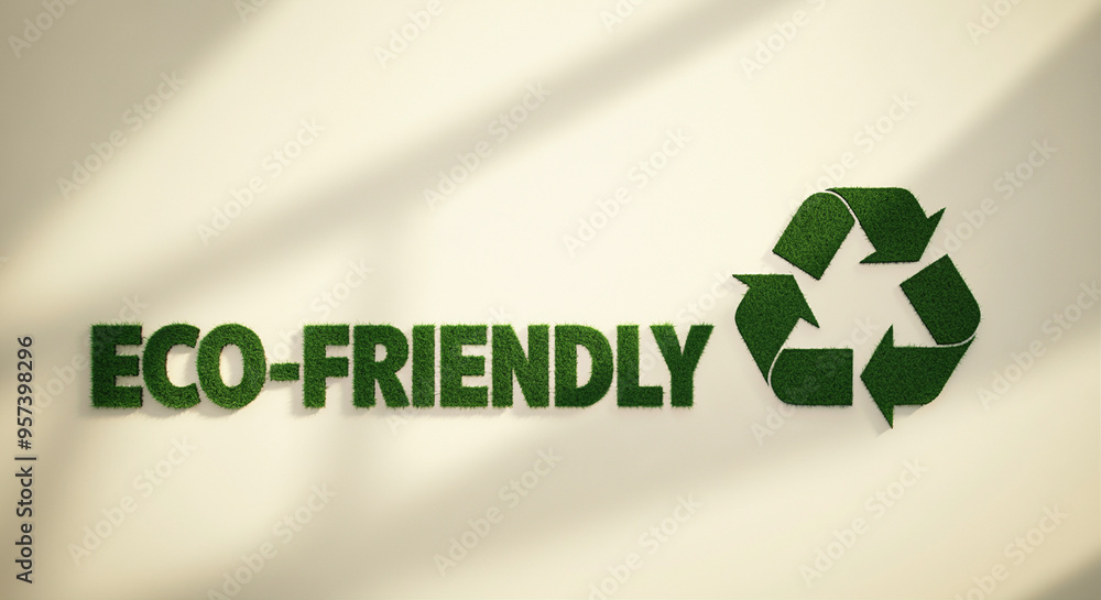 Recycling symbol in eco-friendly green grass texture showcasing sustainability and environmental awareness Recycling symbol in eco-friendly green grass texture showcasing sustainability and environmental awareness