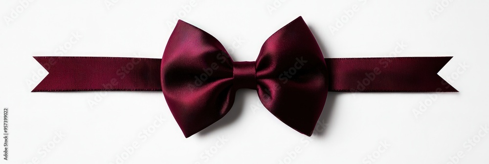 Stark minimalist outline of a burgundy bow on white. Stark minimalist outline of a burgundy bow on white.