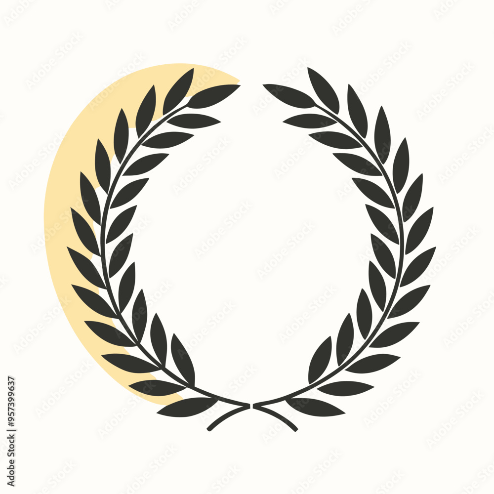 a SLaurel Leaf Wreath crown branch black logo icon vector silhouette, isolated white background a SLaurel Leaf Wreath crown branch black logo icon vector silhouette, isolated white background