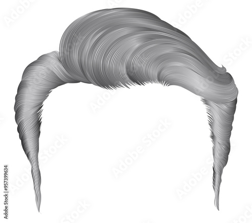 trendy man hairs . gray color. beauty  style .realistic  3d .