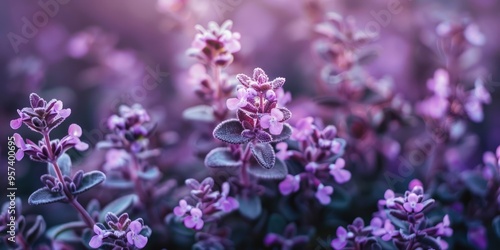 Thymus Citriodorus Silver Queen Herb Plant Thriving in the Garden photo