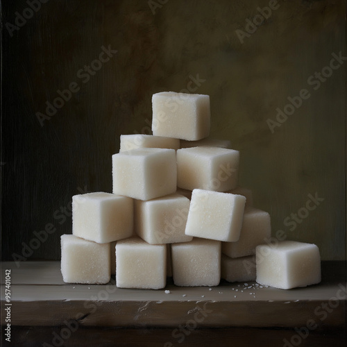 sugar cubes on a black background