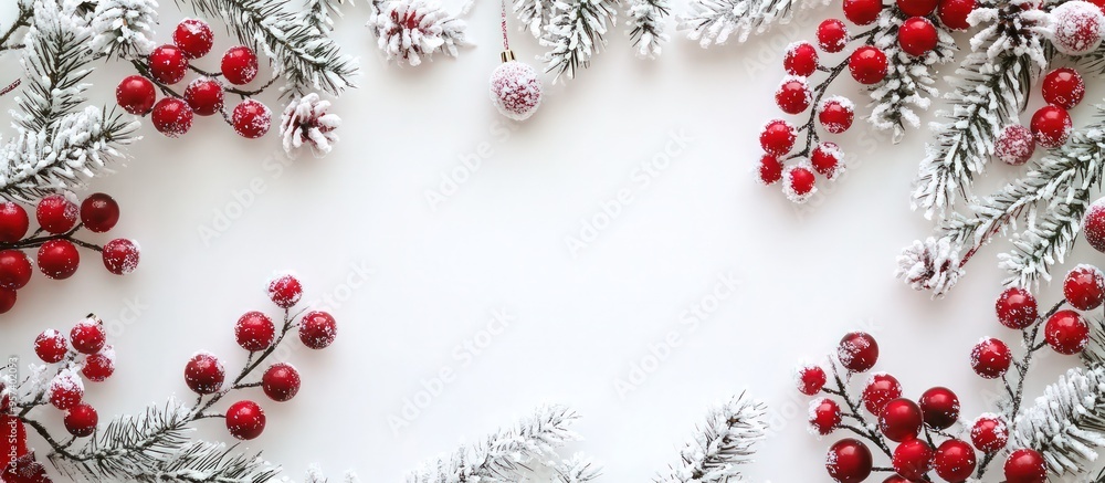 Christmas frame in cherry red with frosty white lighting. Christmas frame in cherry red with frosty white lighting.