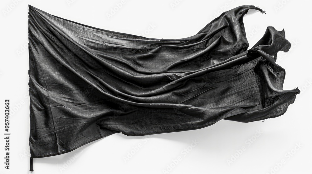 Colorful black flag waving in the wind on isolated white background Colorful black flag waving in the wind on isolated white background