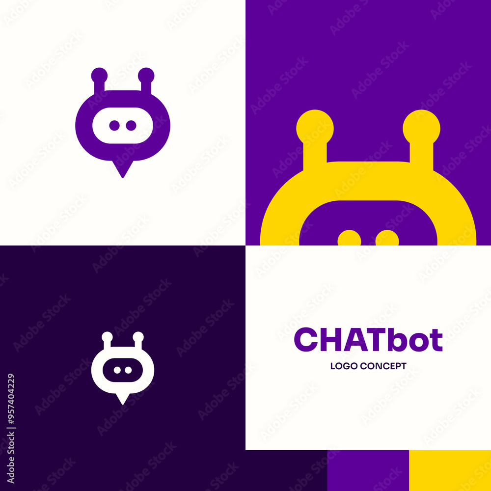 Logo Chat Bot Robot Message Modern Technology Purple Concept Logo Chat Bot Robot Message Modern Technology Purple Concept