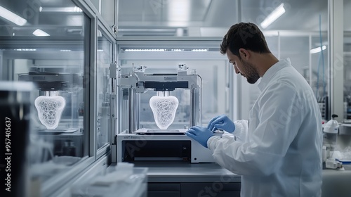 Wallpaper Mural Scientist Working with 3D Printer in Laboratory
 Torontodigital.ca