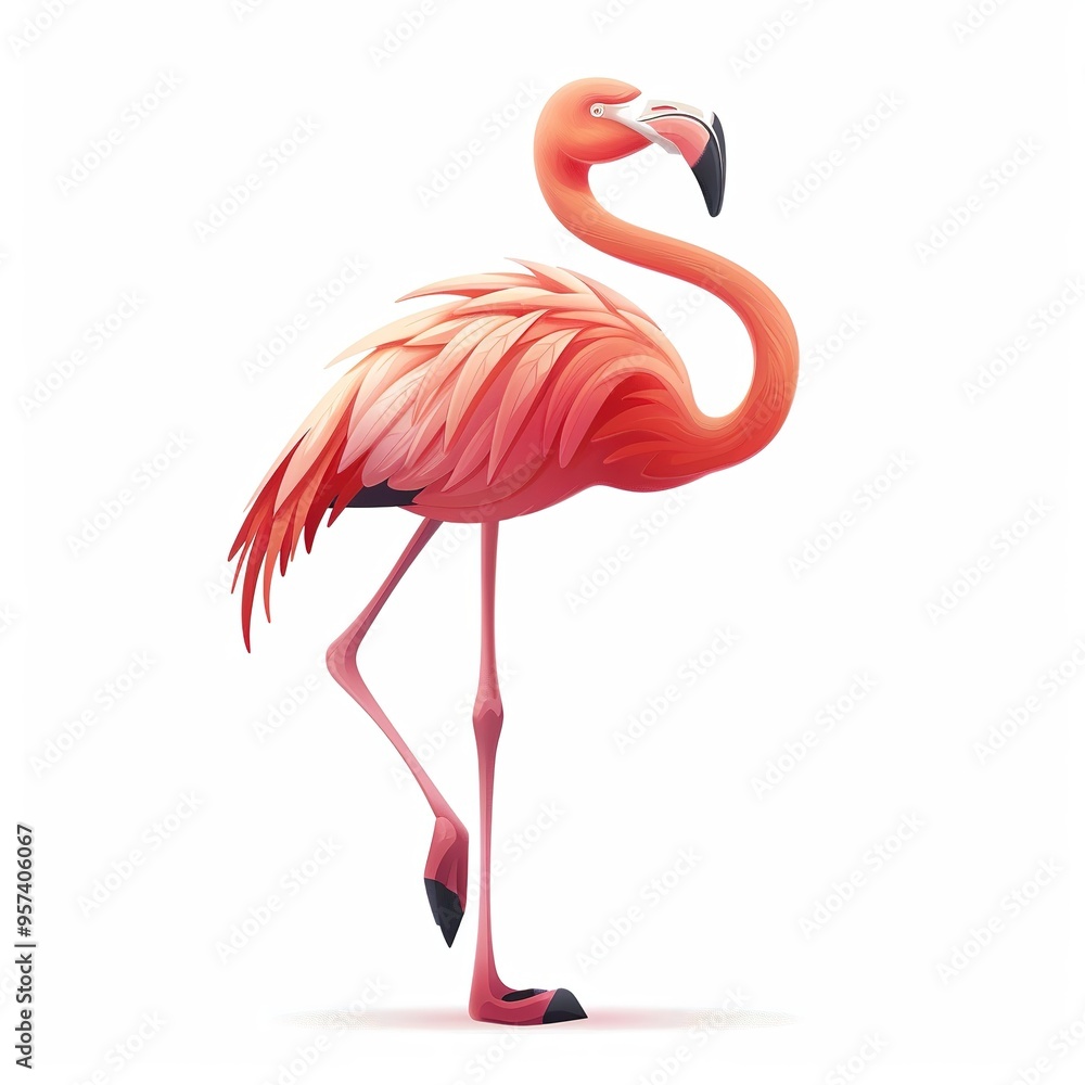 Fototapeta premium Flamingo Sympathy emotion fantasy animal cartoon isolated whitebackground