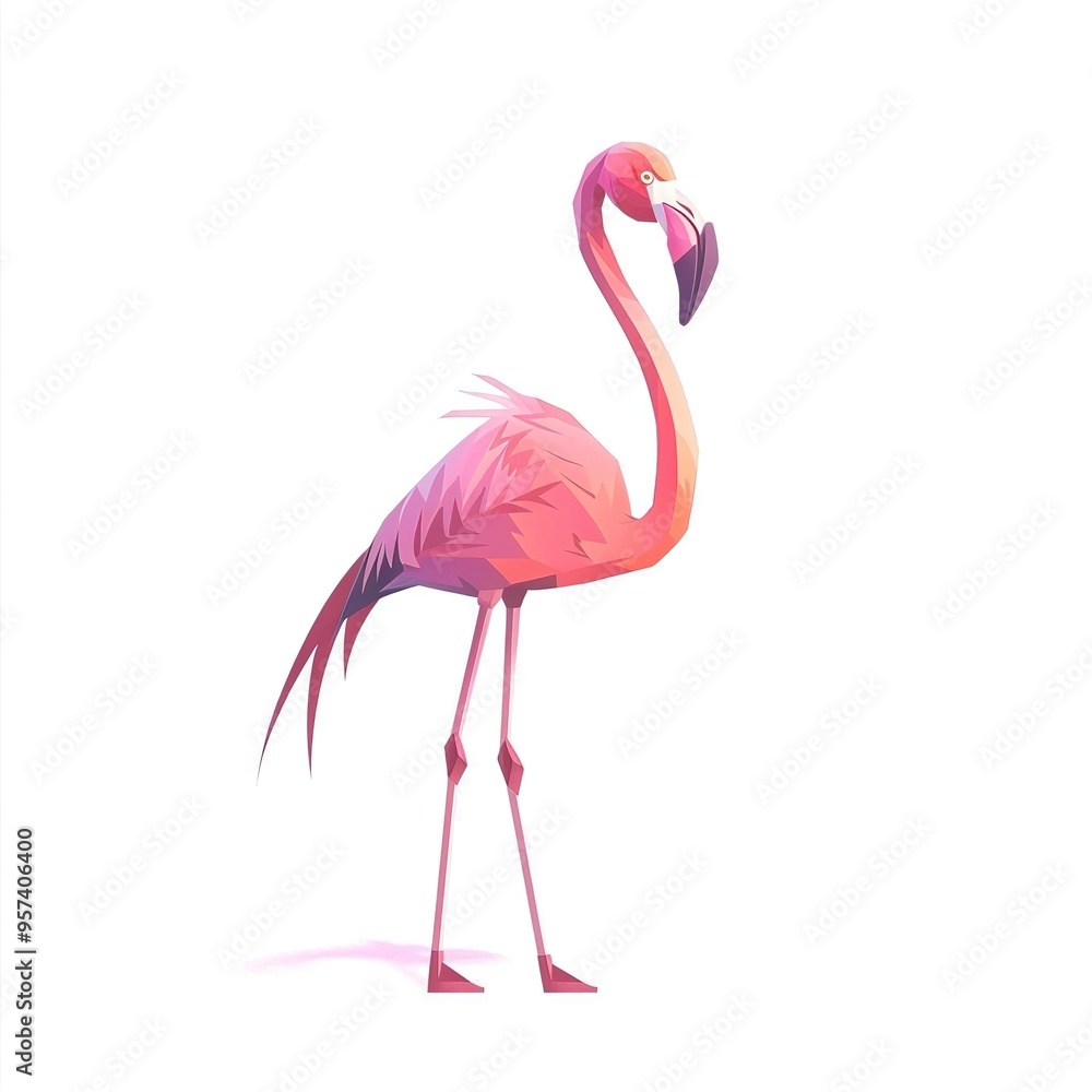 Fototapeta premium Flamingo Void/Space element animal cartoon isolated whitebackground 16:9