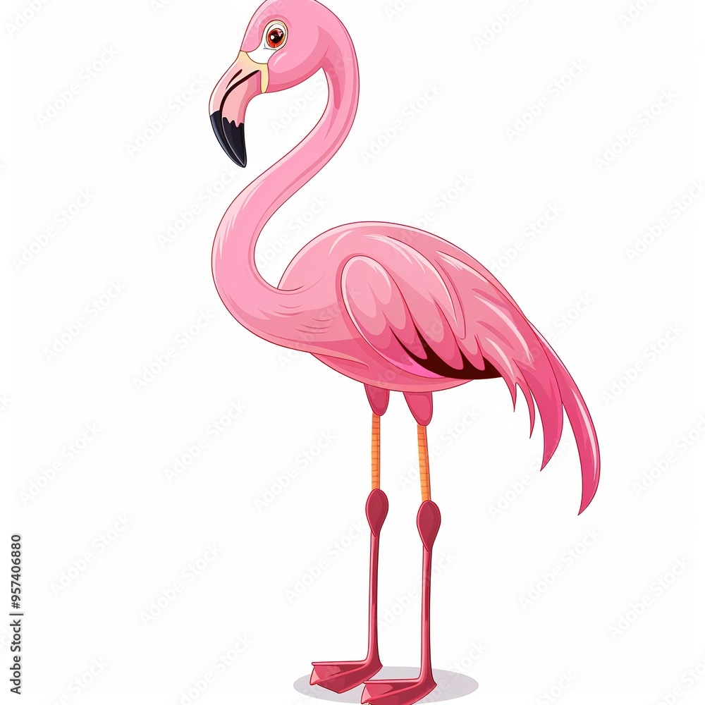 Obraz premium Flamingo Wood element animal cartoon isolated whitebackground 16:9