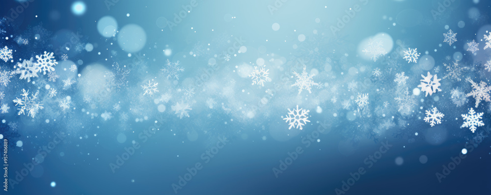 Winter snowflakes backgorund. Blue christmass