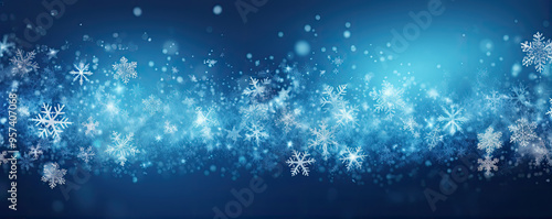 Winter snowflakes backgorund. Blue christmass