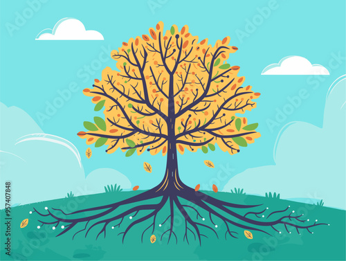 Abstract Tree of Wisdom: A Visual Metaphor for Knowledge, Growth, and Connection