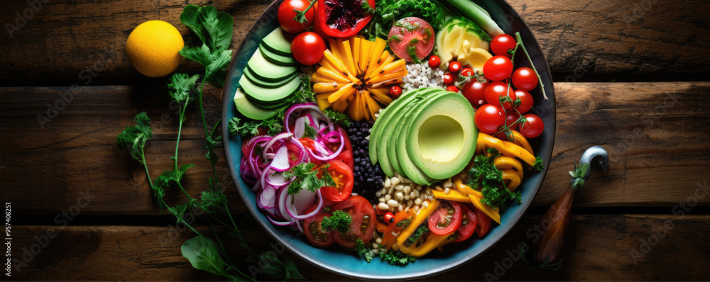 Fresh color vegetables in budha bowl. Vegetable on plate. Fresh color vegetables in budha bowl. Vegetable on plate.