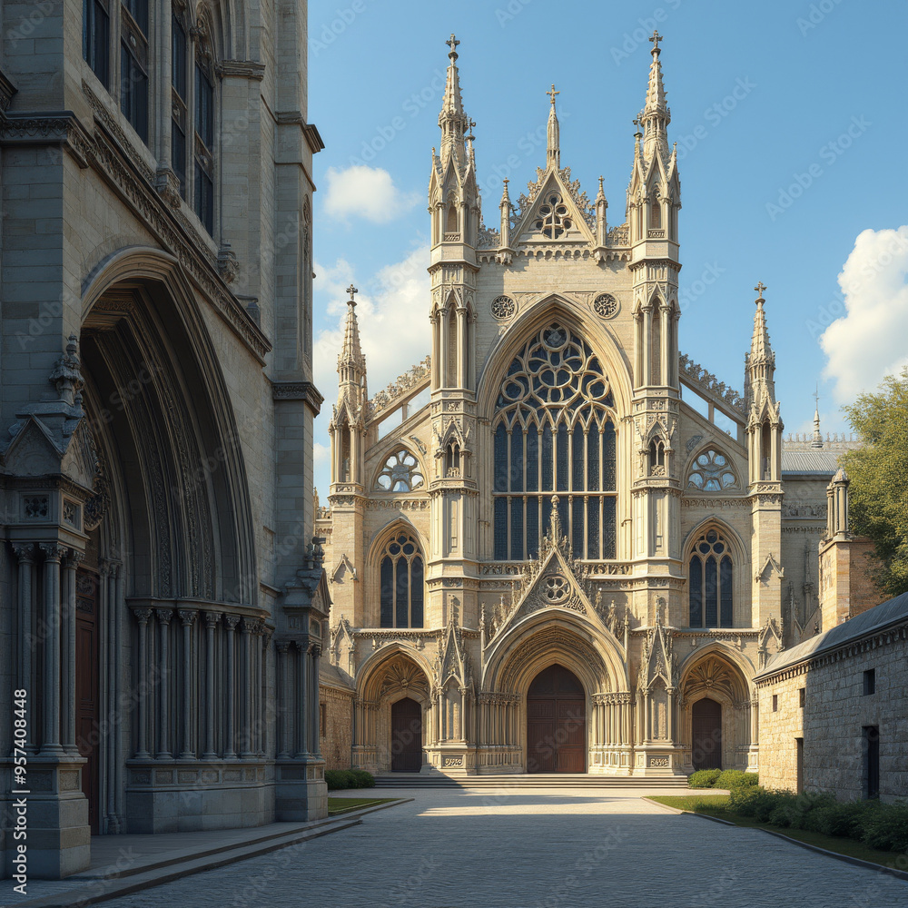 Obraz premium Gotische Kathedrale in der Stadt