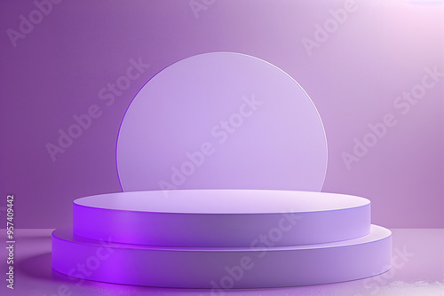 A purple round podium isolated on purple background. photo