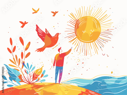 Abstract Individual's Journey Towards Illumination: Freedom, Self-Improvement, and Transcendence