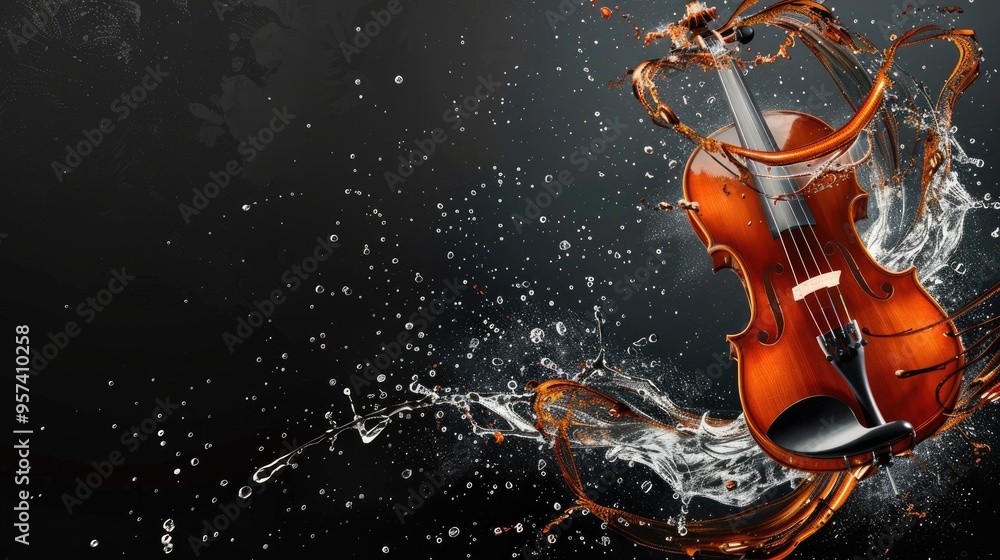 Fototapeta premium Instuments background colorful splash, isolated black background Generative AI