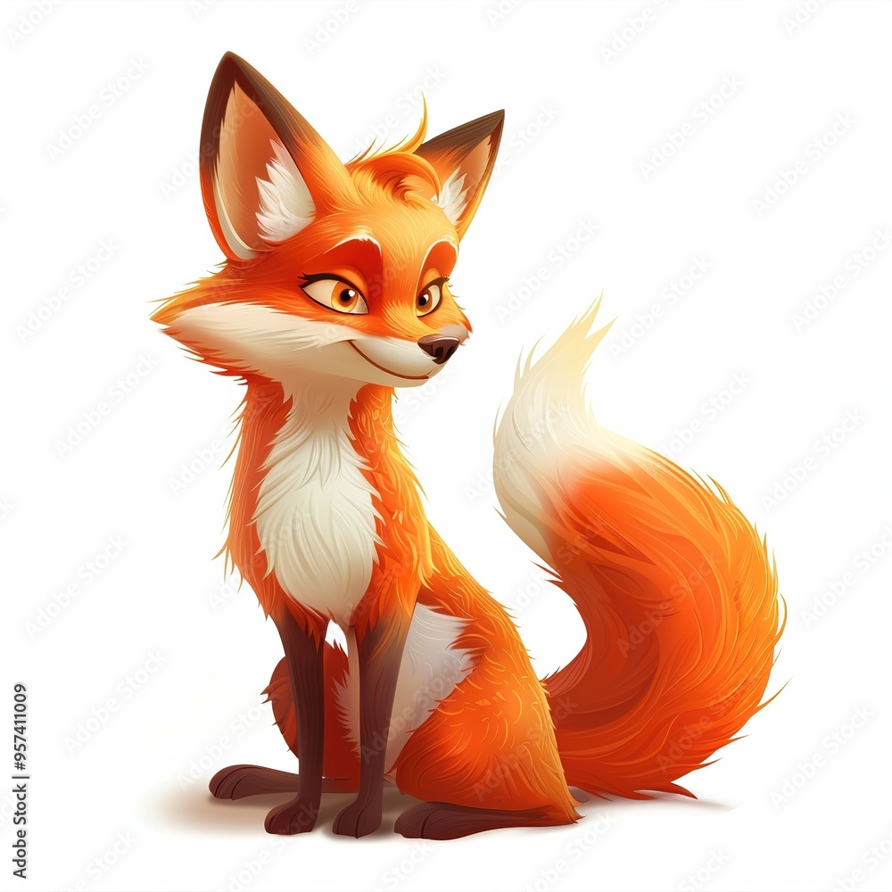 Fototapeta premium Foxe Light element animal cartoon isolated whitebackground 16:9