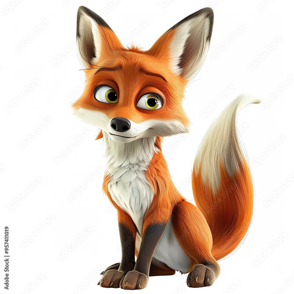 Fototapeta premium Foxe Metal element animal cartoon isolated whitebackground 16:9