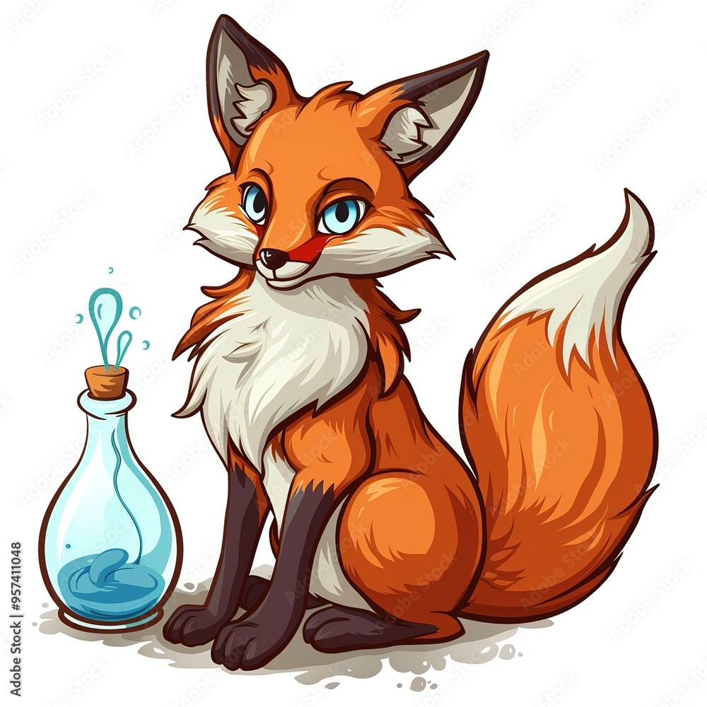 Fototapeta premium Foxe Poison element animal cartoon isolated whitebackground 16:9