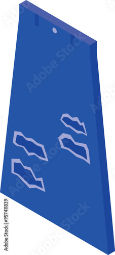 Blue climbing wall with grips for training at home, isolated on white background