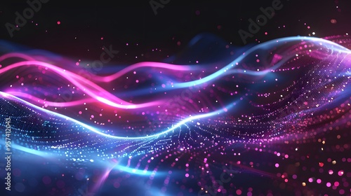 abstract futuristic background with pink blue glowing neon