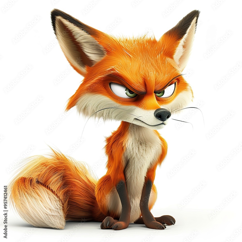 Foxe Anger fantasy animal cartoon isolated whitebackground Foxe Anger fantasy animal cartoon isolated whitebackground