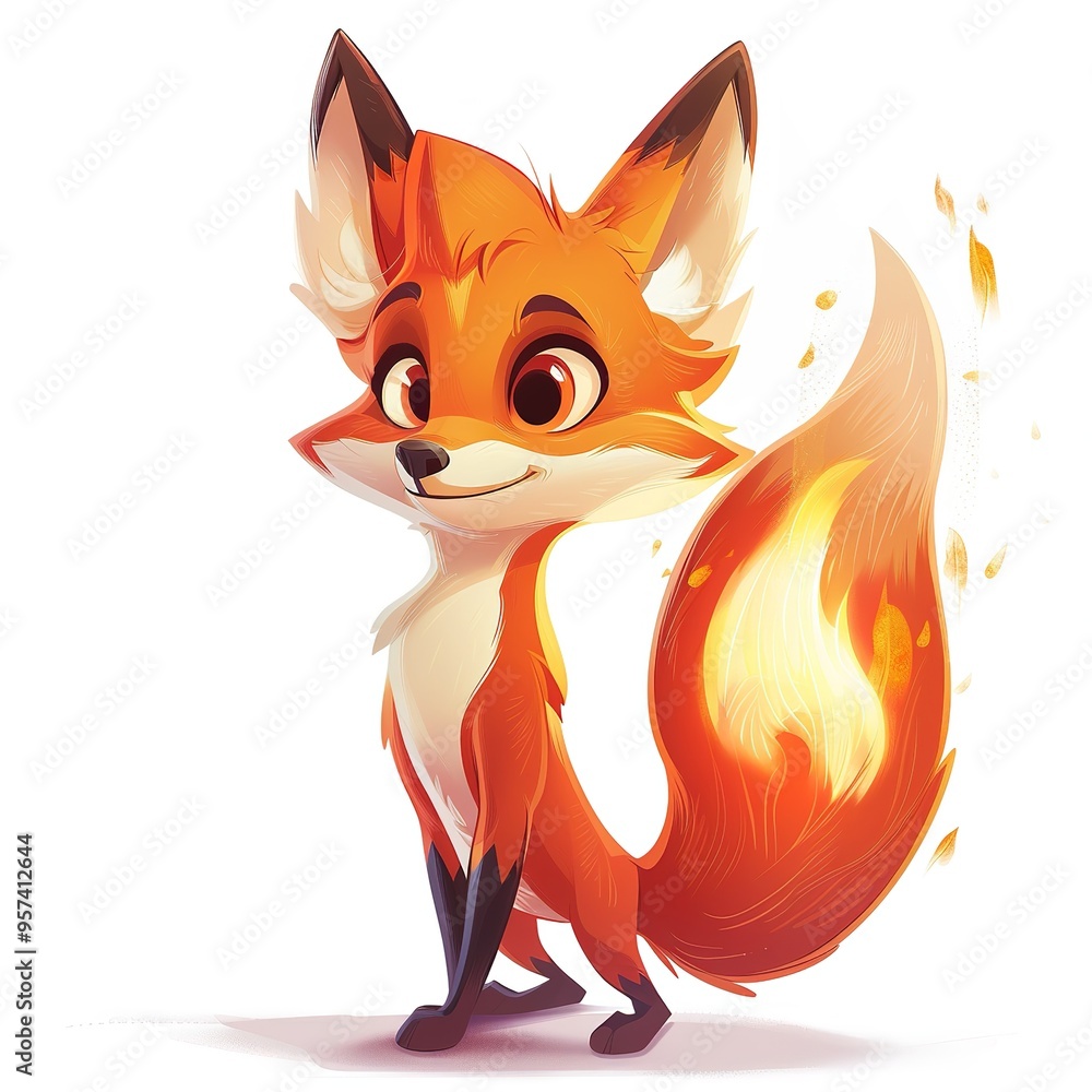 Foxe flame animal cartoon isolated whitebackground 16:9 Foxe flame animal cartoon isolated whitebackground 16:9