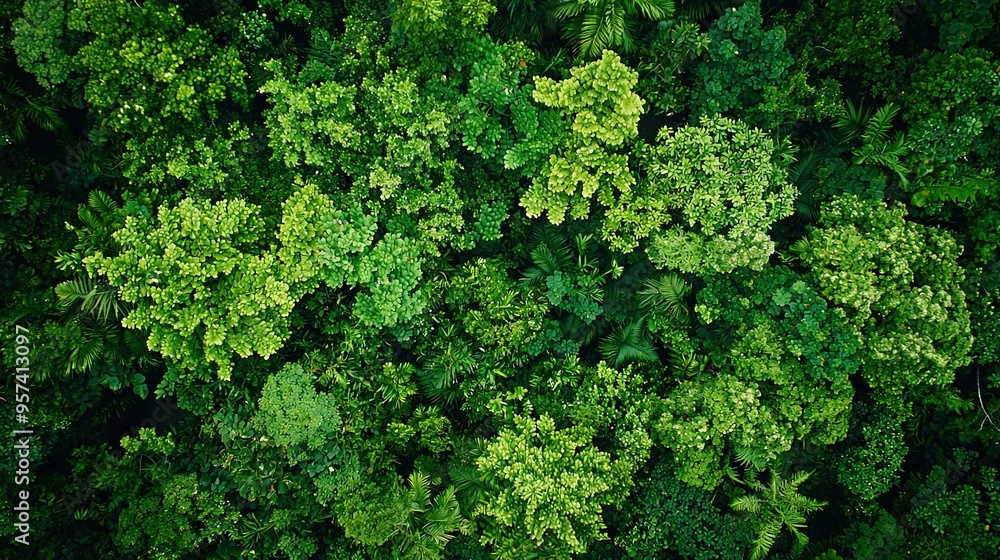 Naklejka premium tops of leaves, trees, and plants