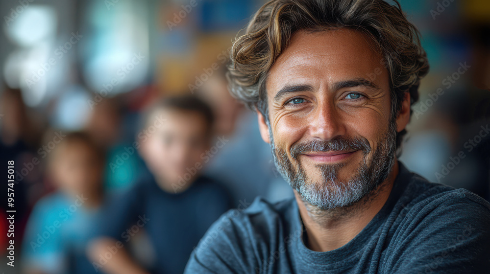Middle-aged man with grey hair and beard, close-up portrait, blue shirt, and blurred background. Smiling confidently, attractive mature male, modern casual style, charismatic, happy, lifestyle. Middle-aged man with grey hair and beard, close-up portrait, blue shirt, and blurred background. Smiling confidently, attractive mature male, modern casual style, charismatic, happy, lifestyle.