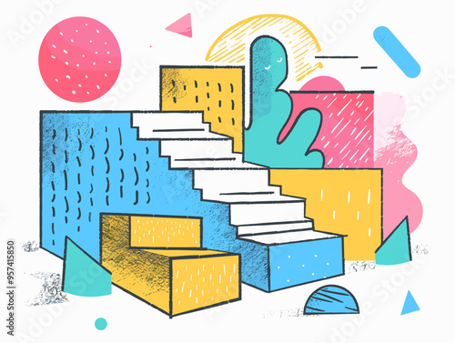 Sharp and Bold Cartoon Training Obstacles Vector Doodle: Overcoming Challenges with Simplicity and Style