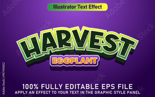 EDITABLE HARVEST EGGPLANT TEXT EFFECT